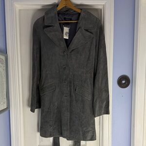 Arden B Gray Suede Trench Coat